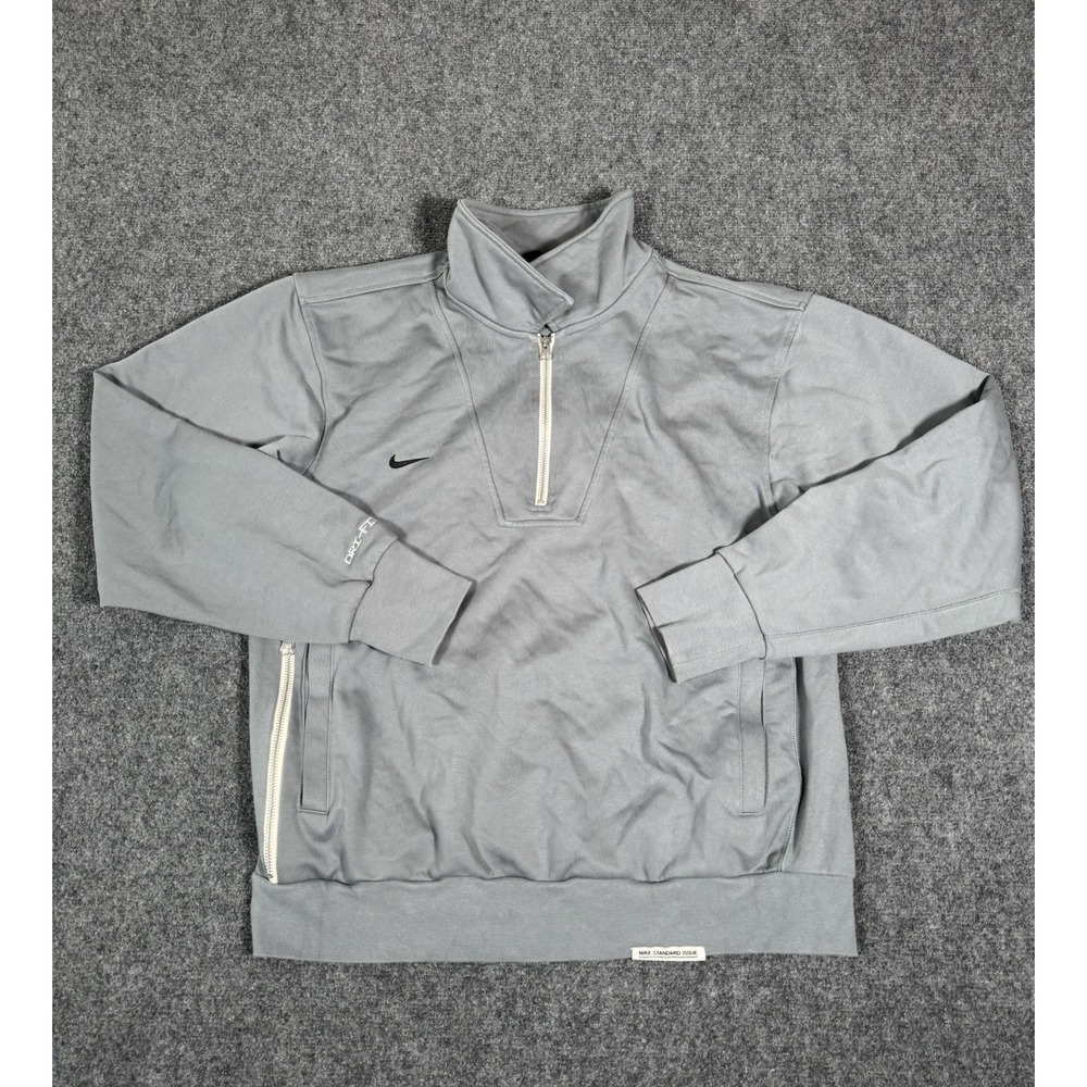 Nike Dri-Fit Standard Issue 1/4 Zip Gray‎ Heavy Sweatshirt Pullover Mens Medium